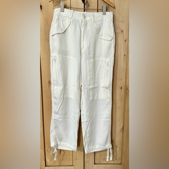 NWOT Polo Ralph Lauren Cargo Pants Women's Size 6 Ivory Drawstring Cuffs - Picture 2 of 10